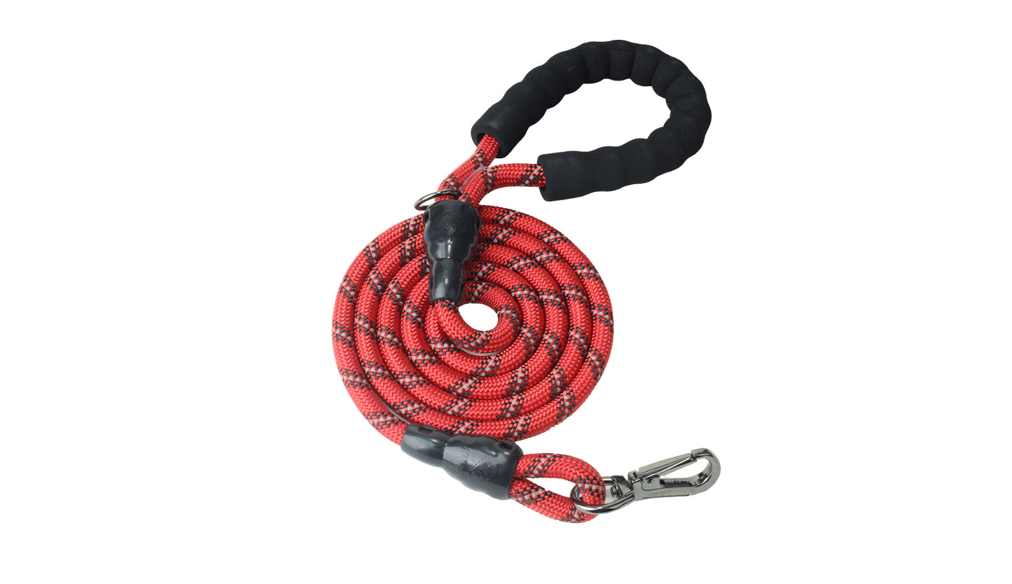 Red - Black Braided Polyester Reflective Dog Rope