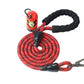 Red - Black Braided Polyester Reflective Dog Rope