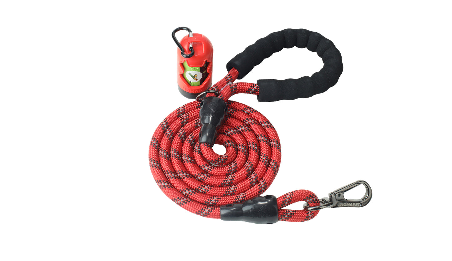 Red - Black Braided Polyester Reflective Dog Rope