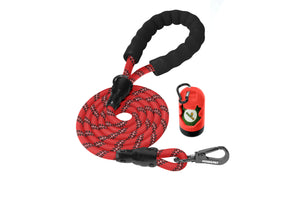 Red - Black Braided Polyester Reflective Dog Rope