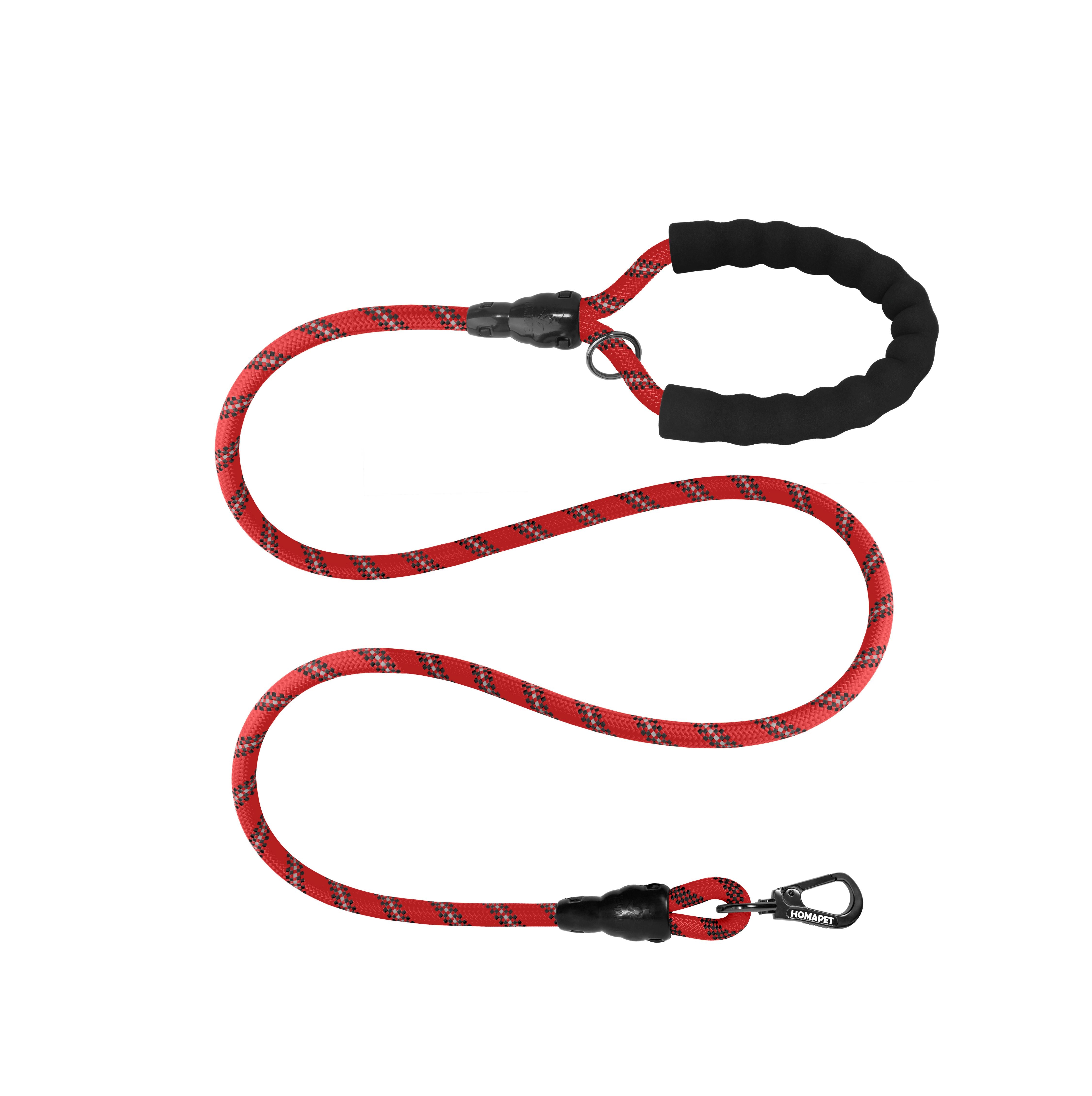 Red - Black Braided Polyester Reflective Dog Rope