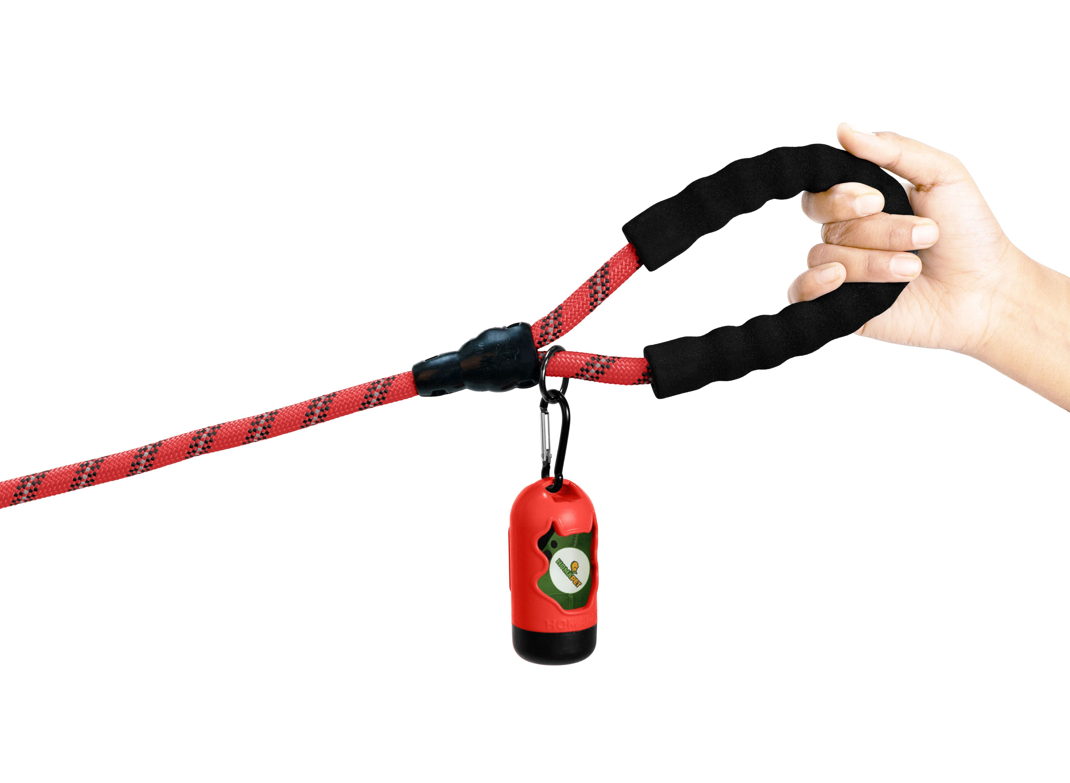 Red - Black Braided Polyester Reflective Dog Rope