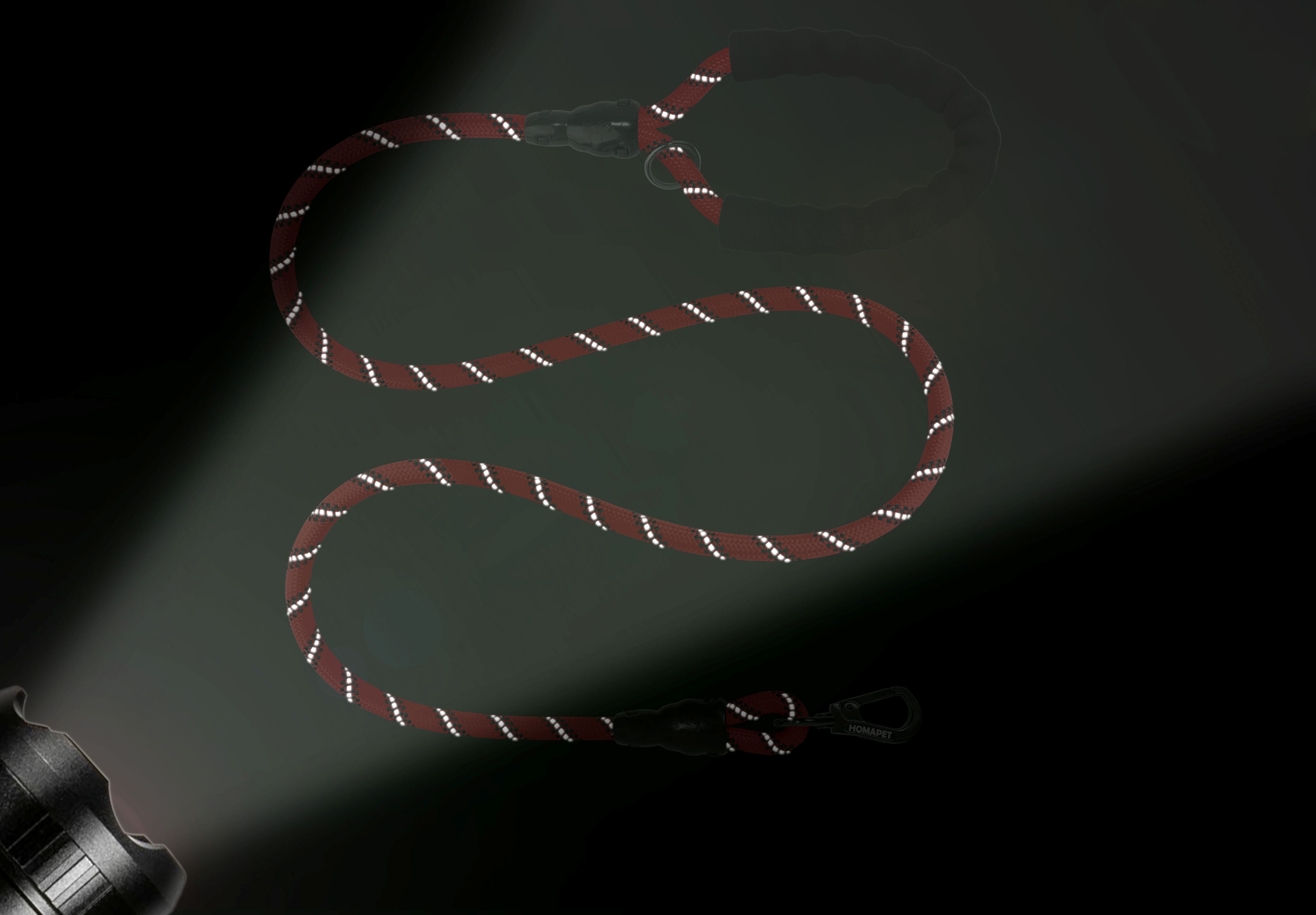 Red - Black Braided Polyester Reflective Dog Rope