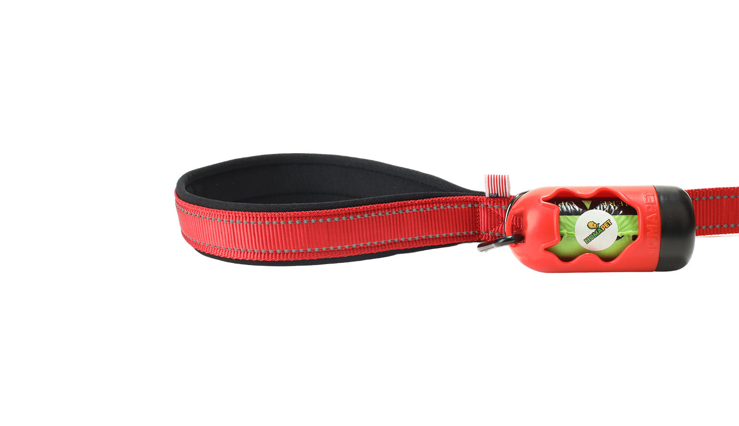 Red Nylon Adjustable Bungee Dog Leash