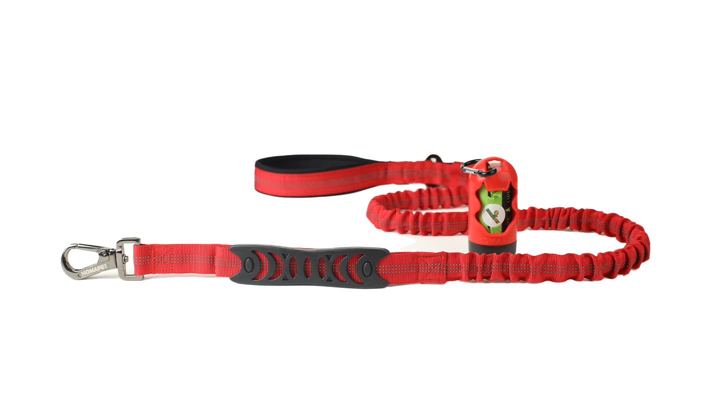 Red Nylon Full Bungee Dog Leash