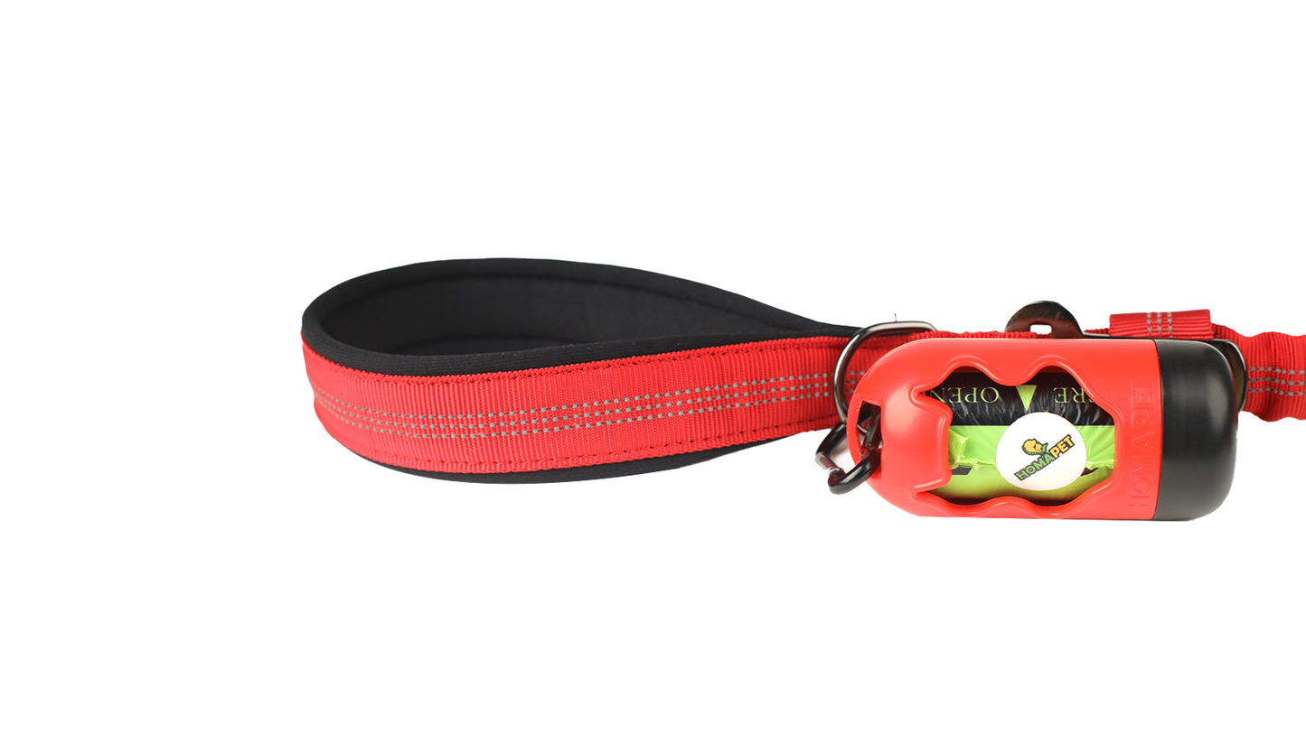 Red Nylon Full Bungee Dog Leash