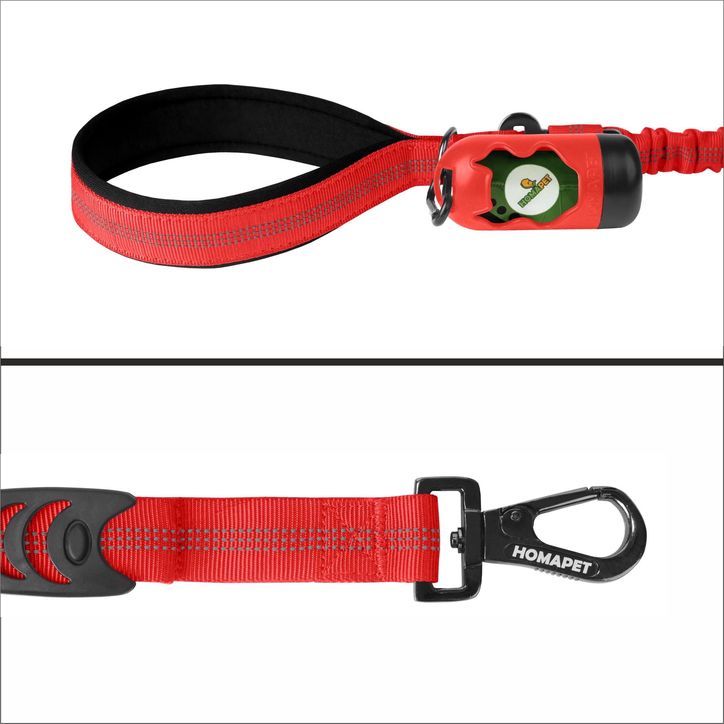 Red Nylon Full Bungee Dog Leash