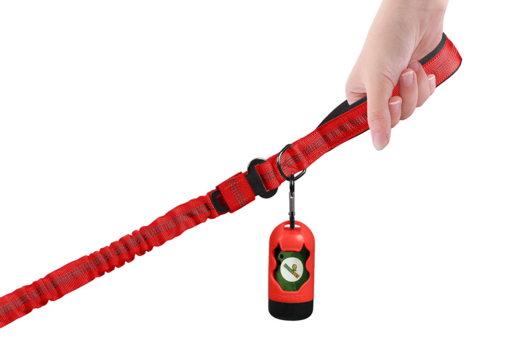 Red Nylon Full Bungee Dog Leash