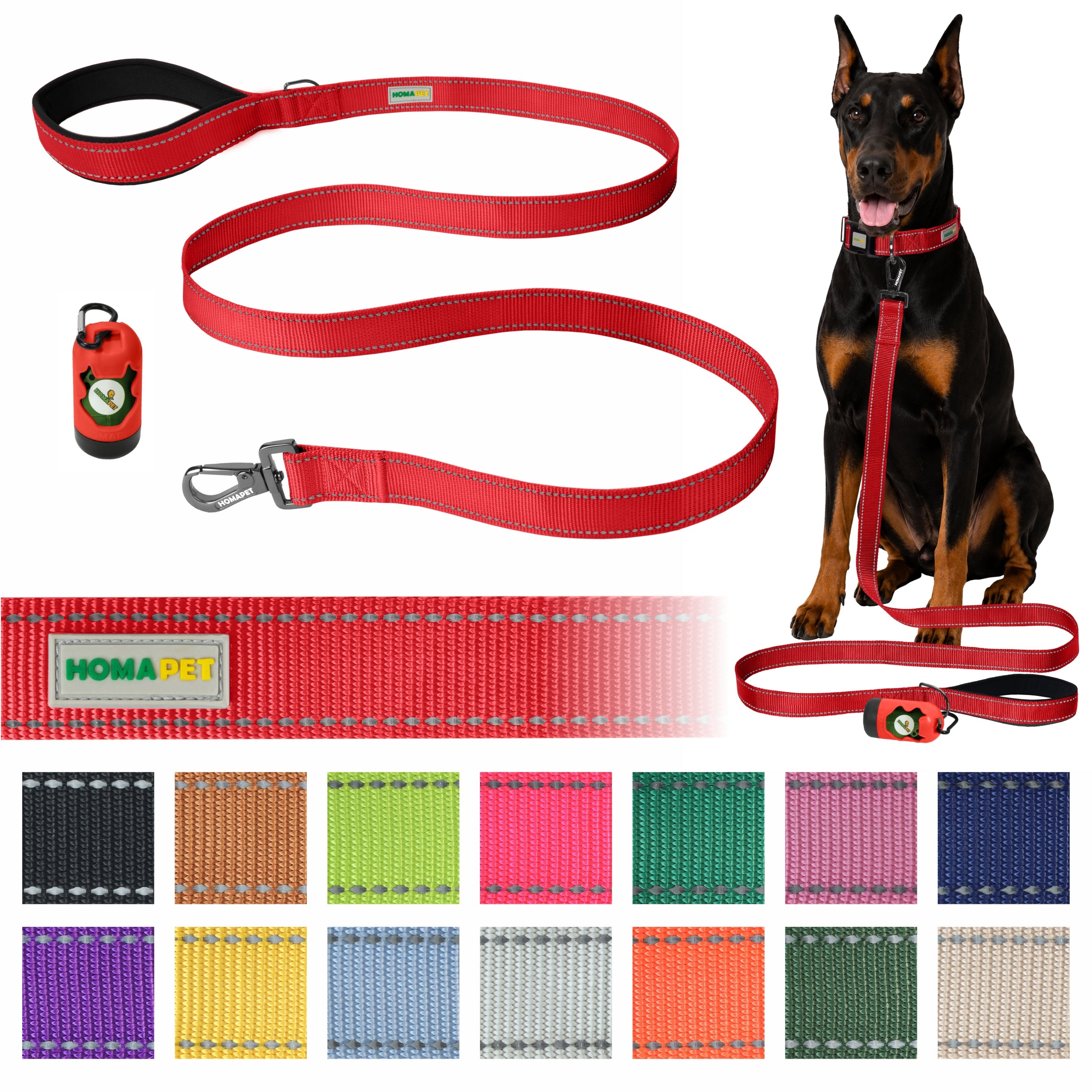 Red Nylon Dog Leash