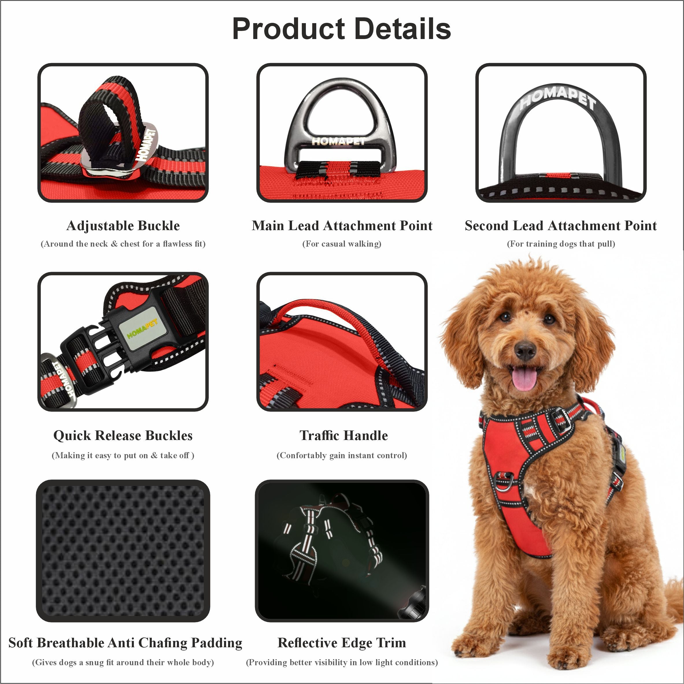 Red No Pull Dog Harness