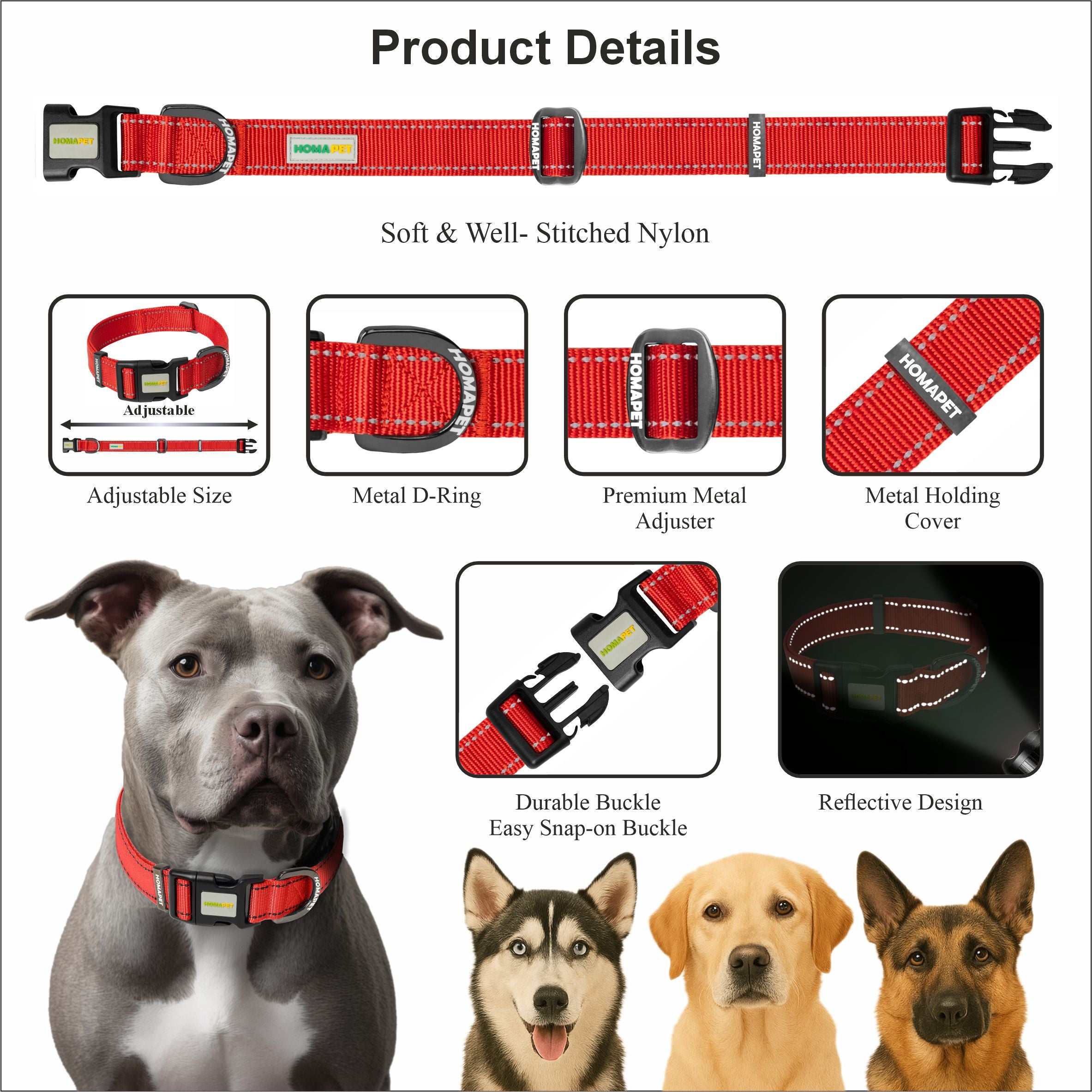 Red Nylon Dog Collar