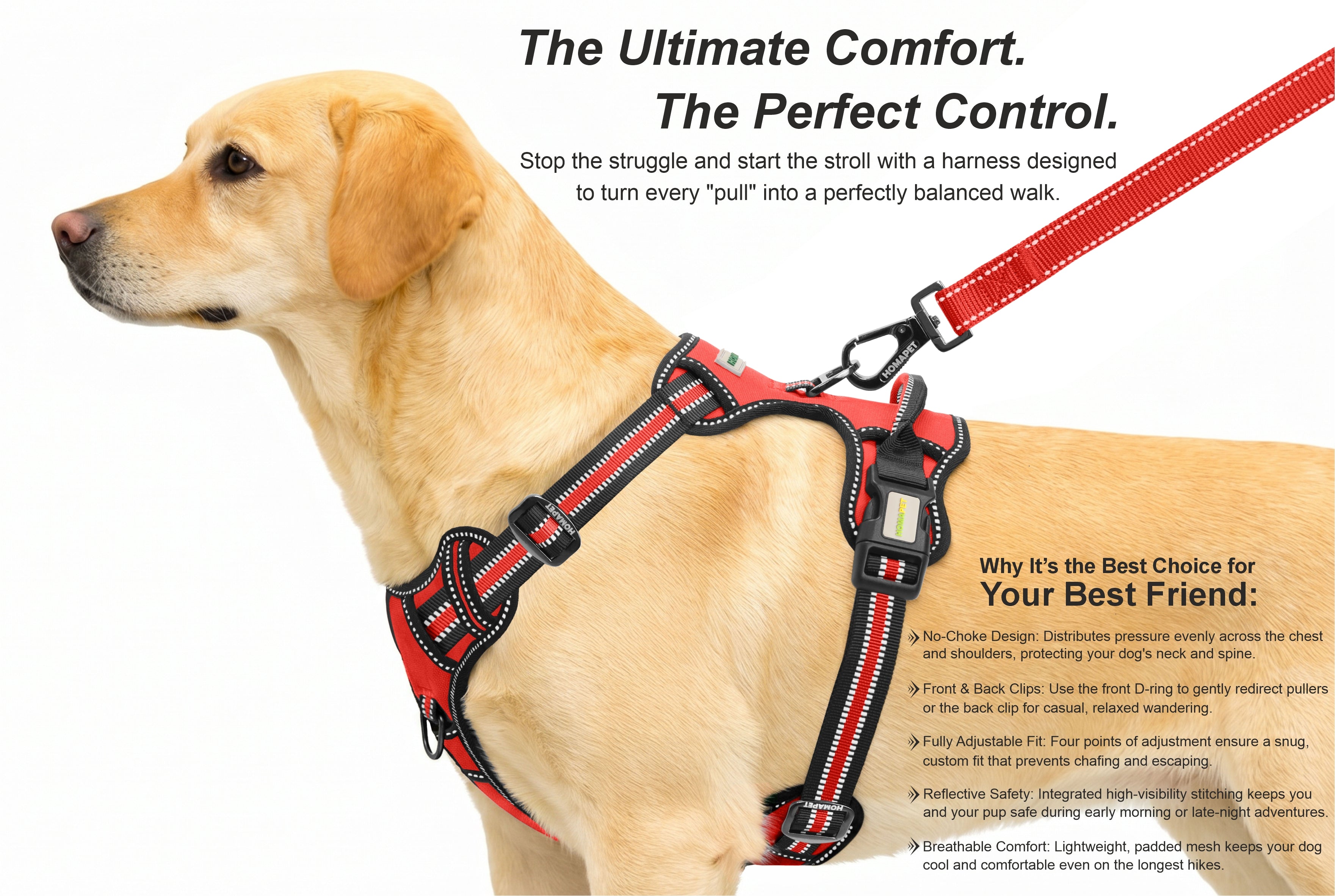 Red No Pull Dog Harness