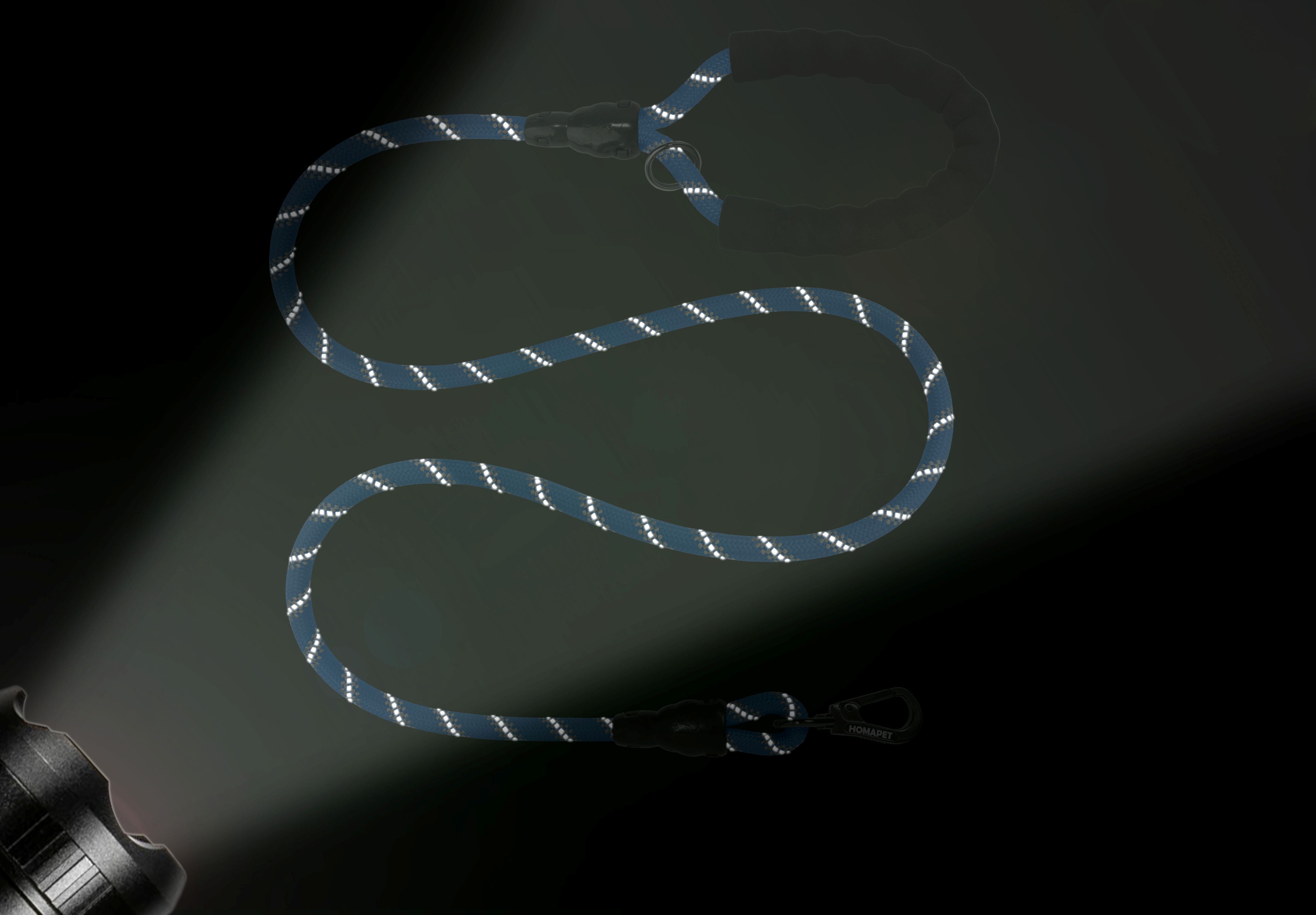 Royal Blue - Grey Braided Polyester Reflective Dog Rope