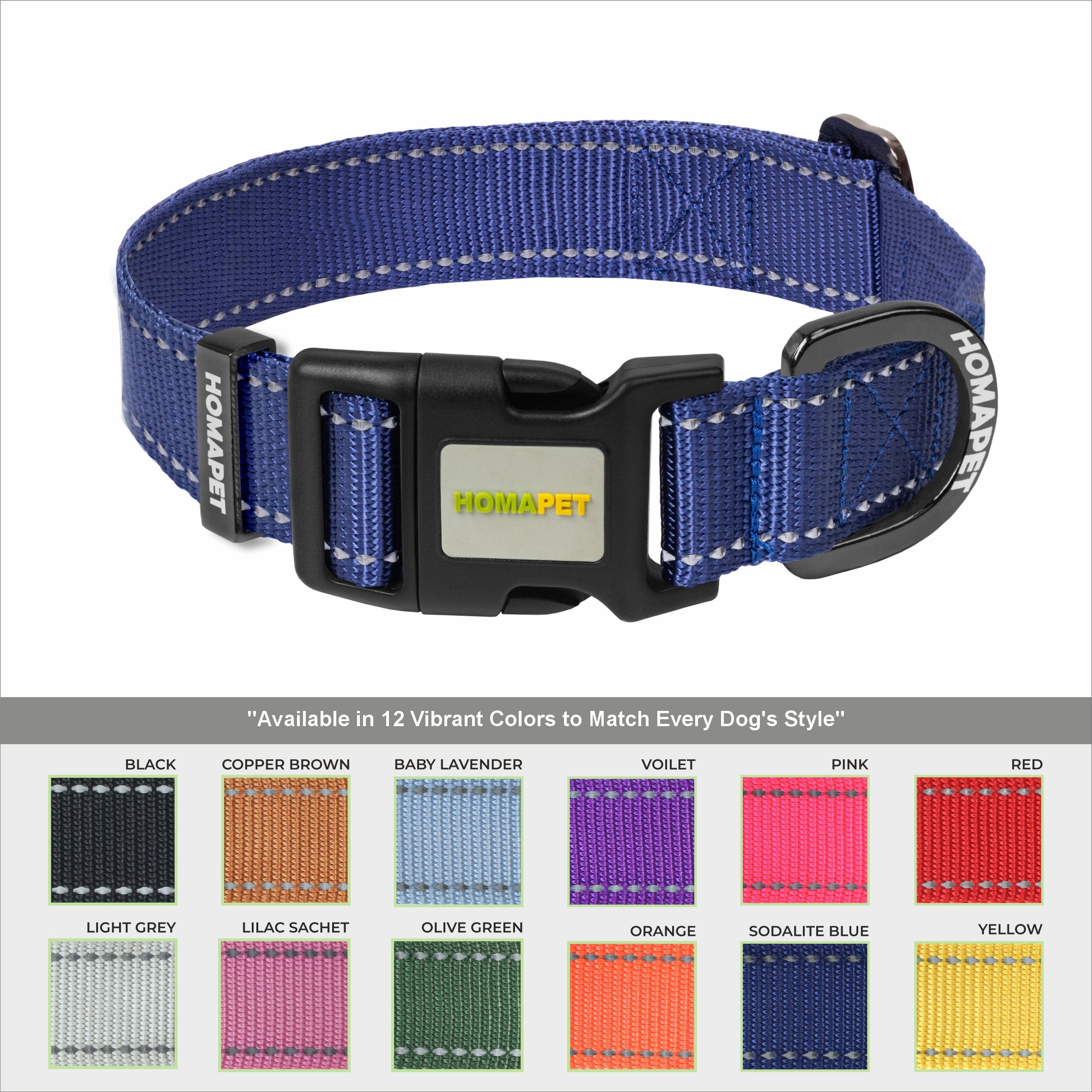 Sodalite Blue Nylon Dog Collar