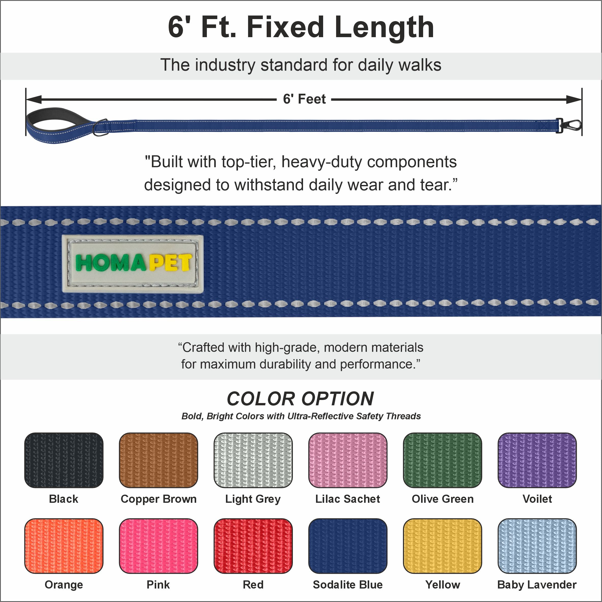 Sodalite Blue Nylon Dog Leash