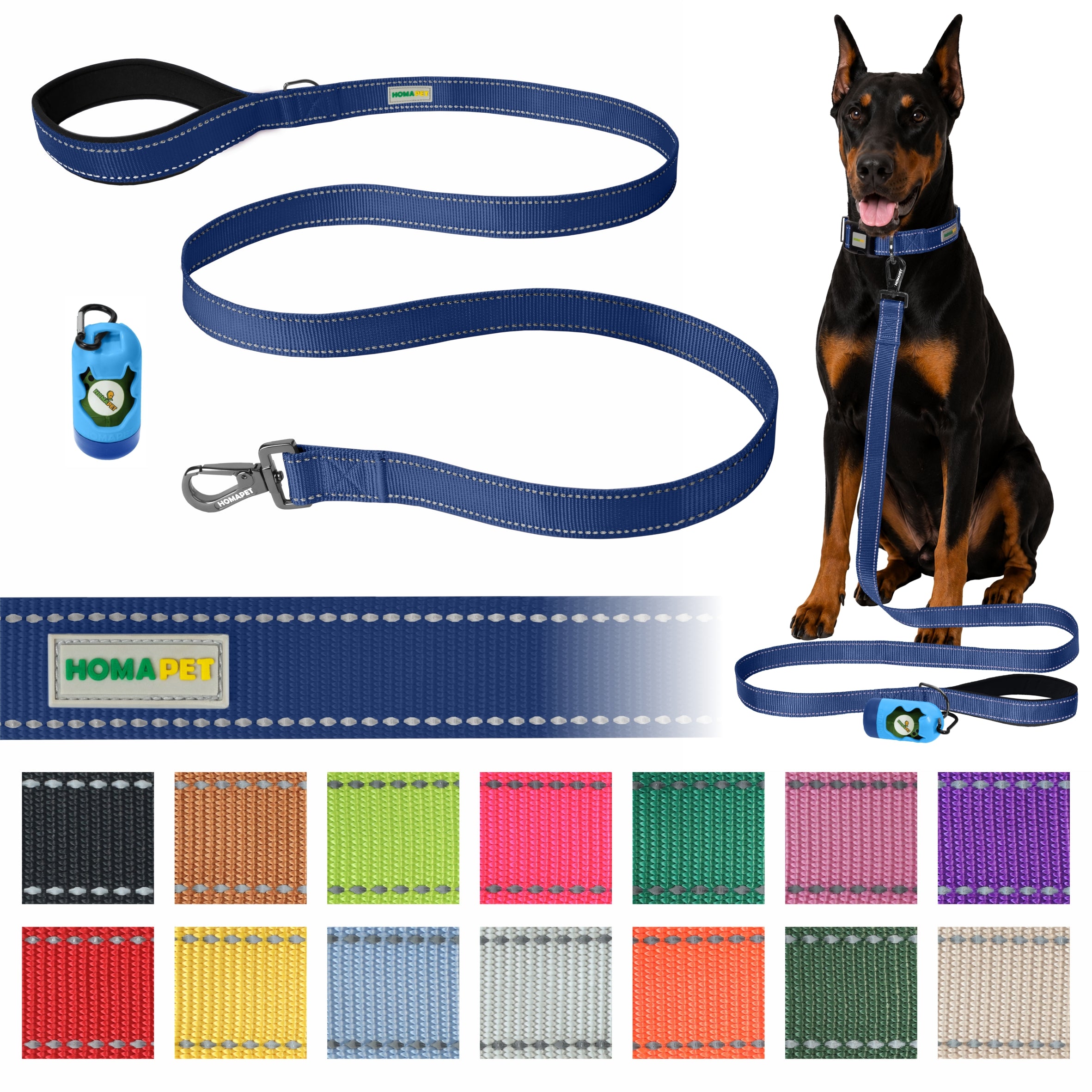 Sodalite Blue Nylon Dog Leash