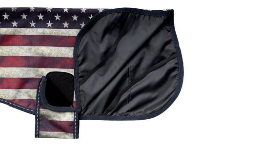 US Flag Coastal Dog Coat with Polyester Lining - Printed