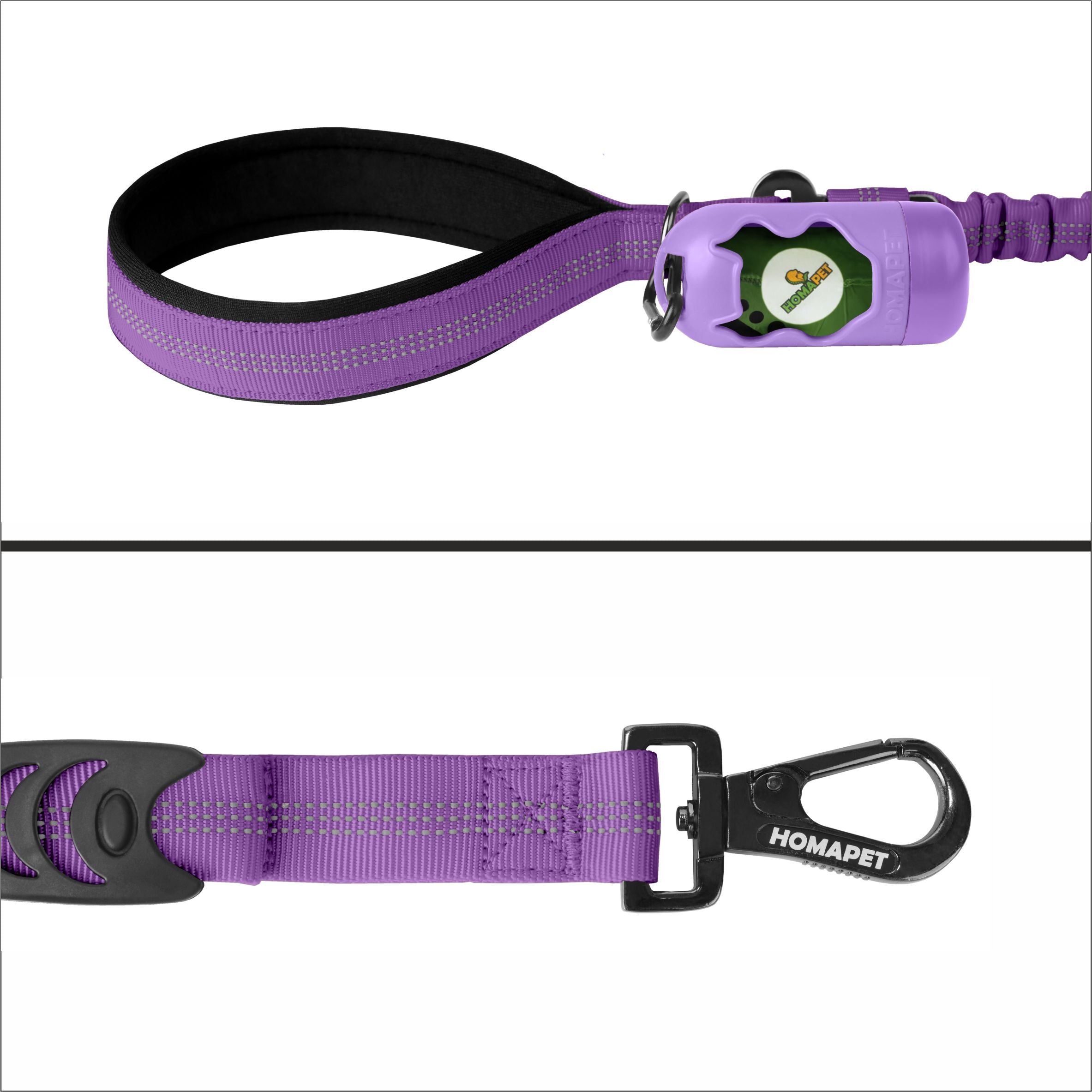 Violet Nylon Full Bungee Dog Leash