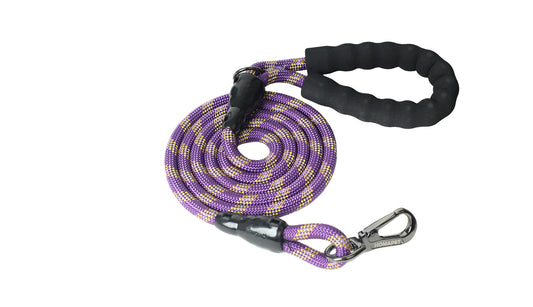 Violet - Yellow Braided Polyester Reflective Dog Rope