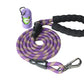 Violet - Yellow Braided Polyester Reflective Dog Rope