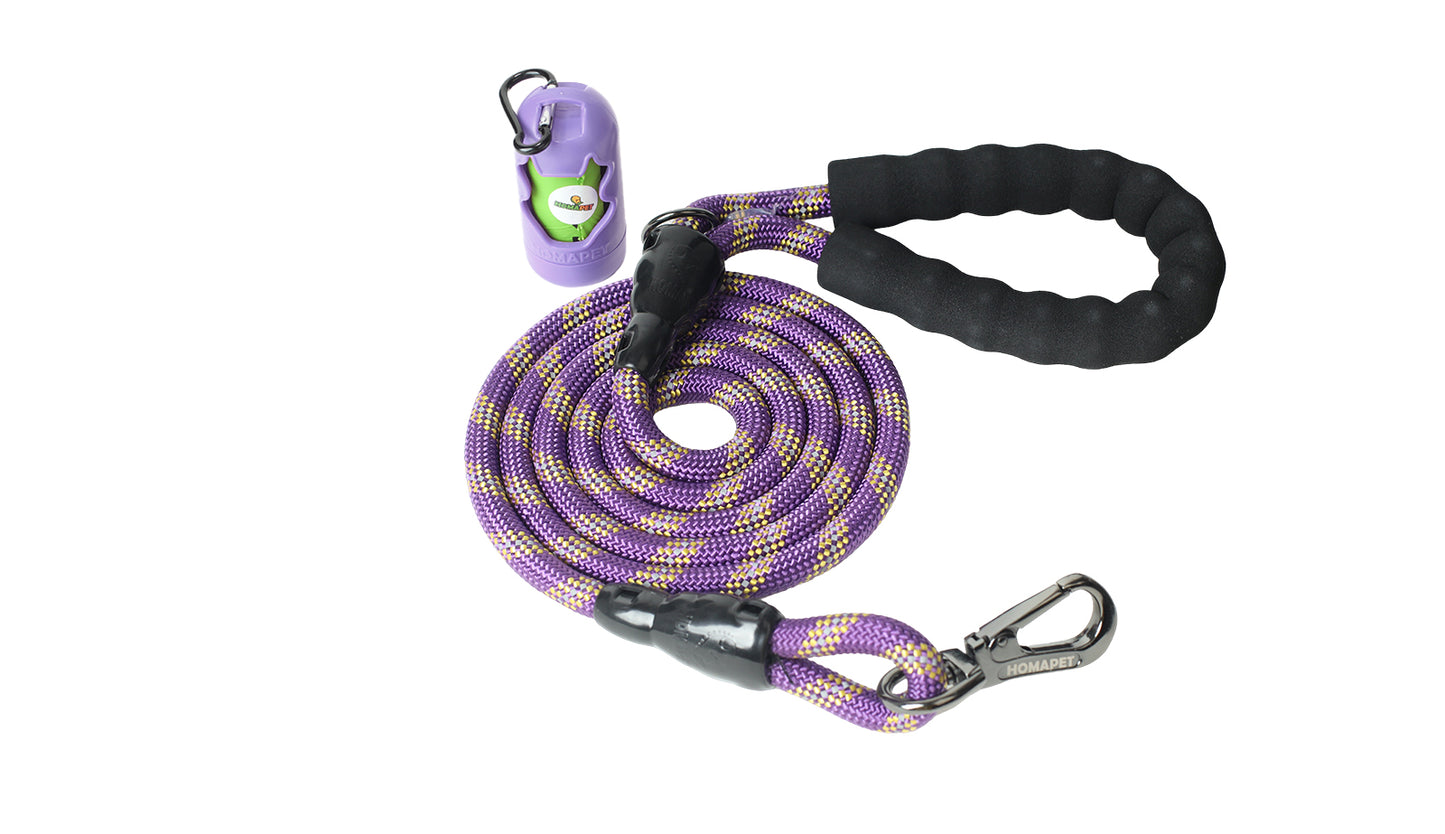 Violet - Yellow Braided Polyester Reflective Dog Rope