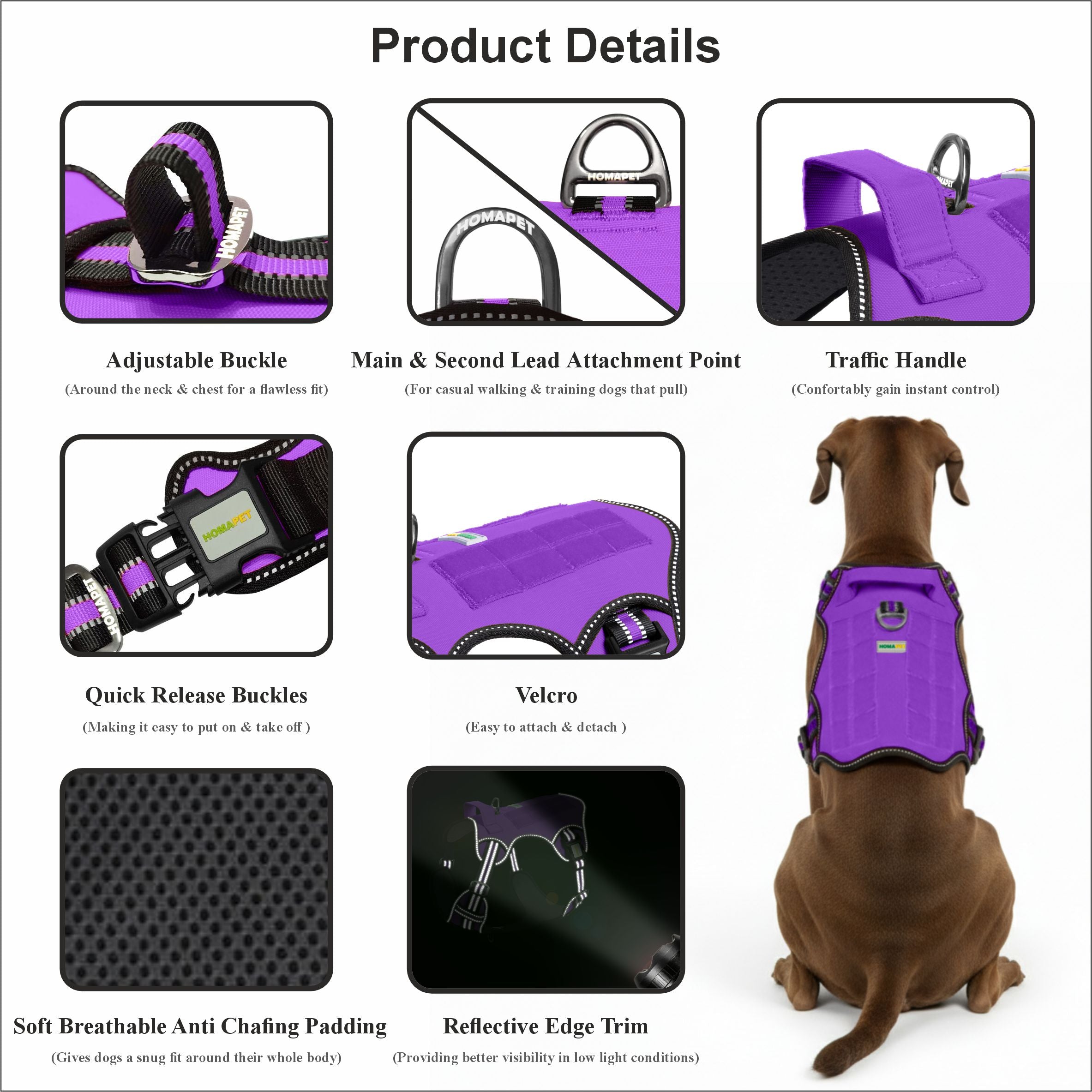 Violet Tactical Dog Harness