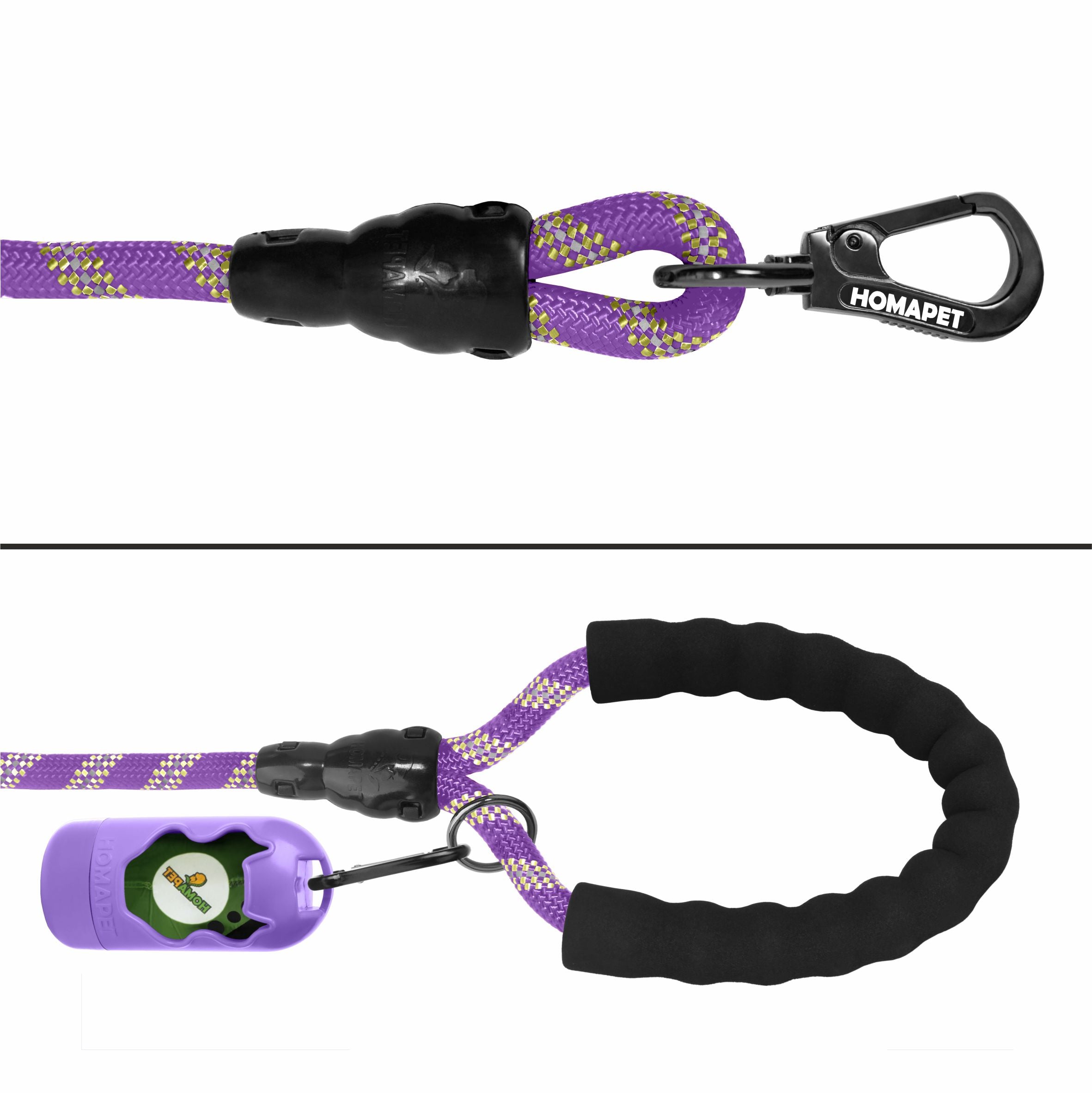 Violet - Yellow Braided Polyester Reflective Dog Rope