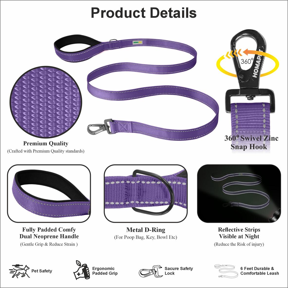 Violet Nylon Dog Leash