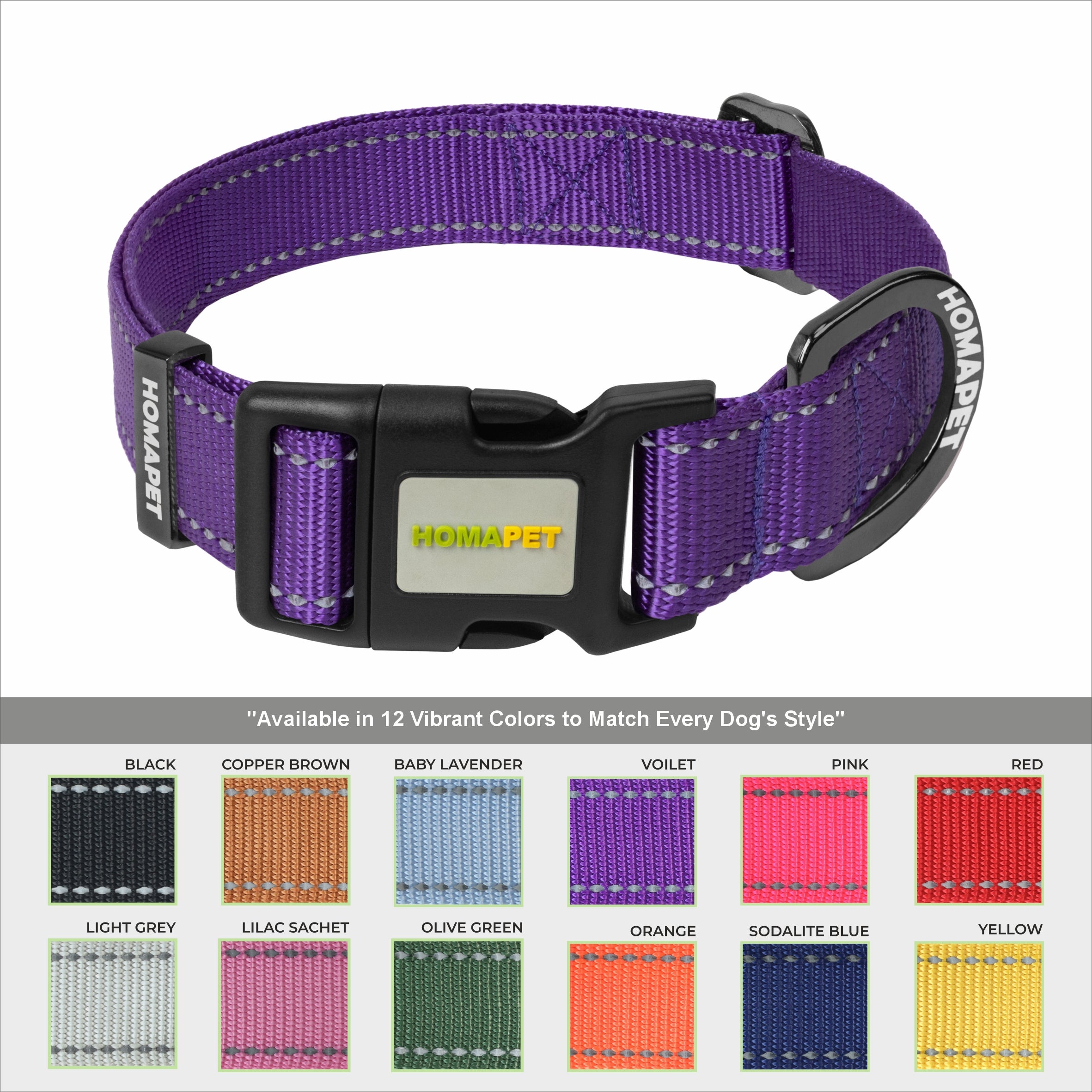 Violet Nylon Dog Collar