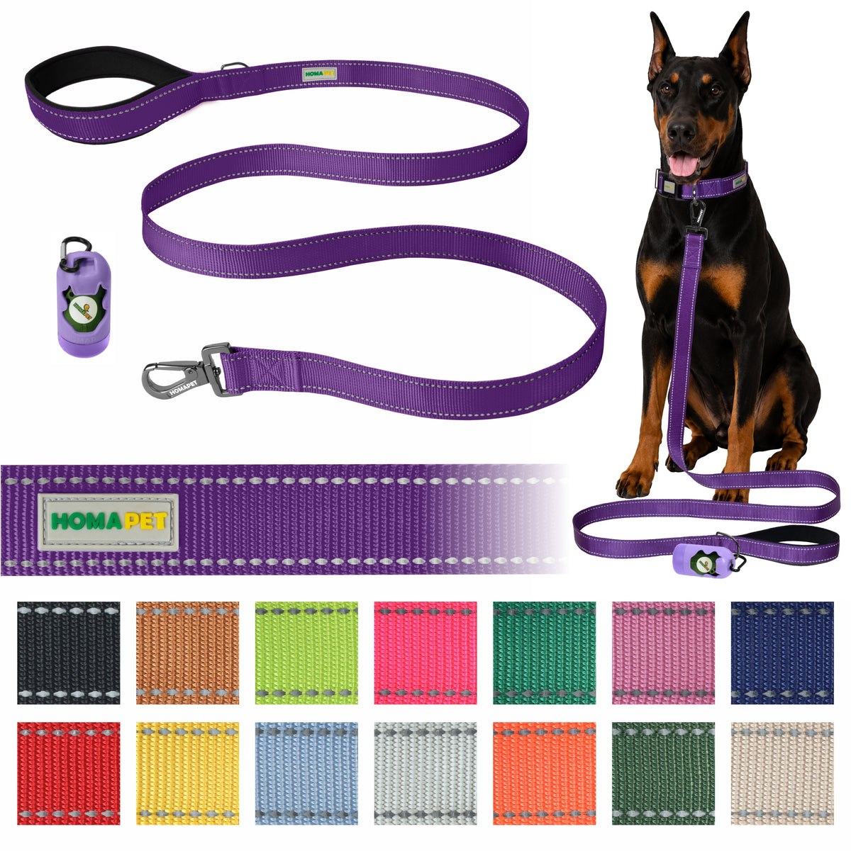 Violet Nylon Dog Leash