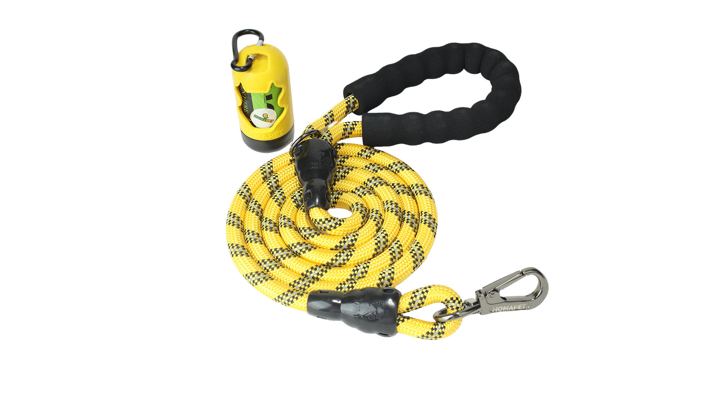 Yellow - Black Braided Polyester Reflective Dog Rope