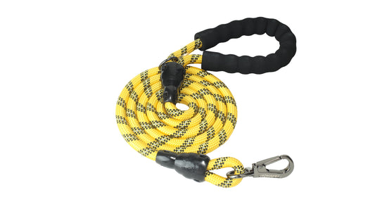 Yellow - Black Braided Polyester Reflective Dog Rope