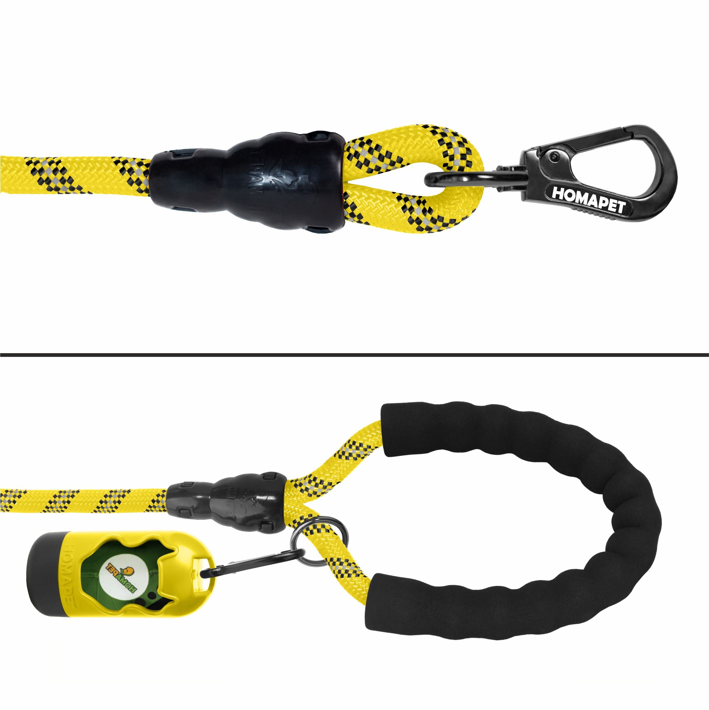 Yellow - Black Braided Polyester Reflective Dog Rope