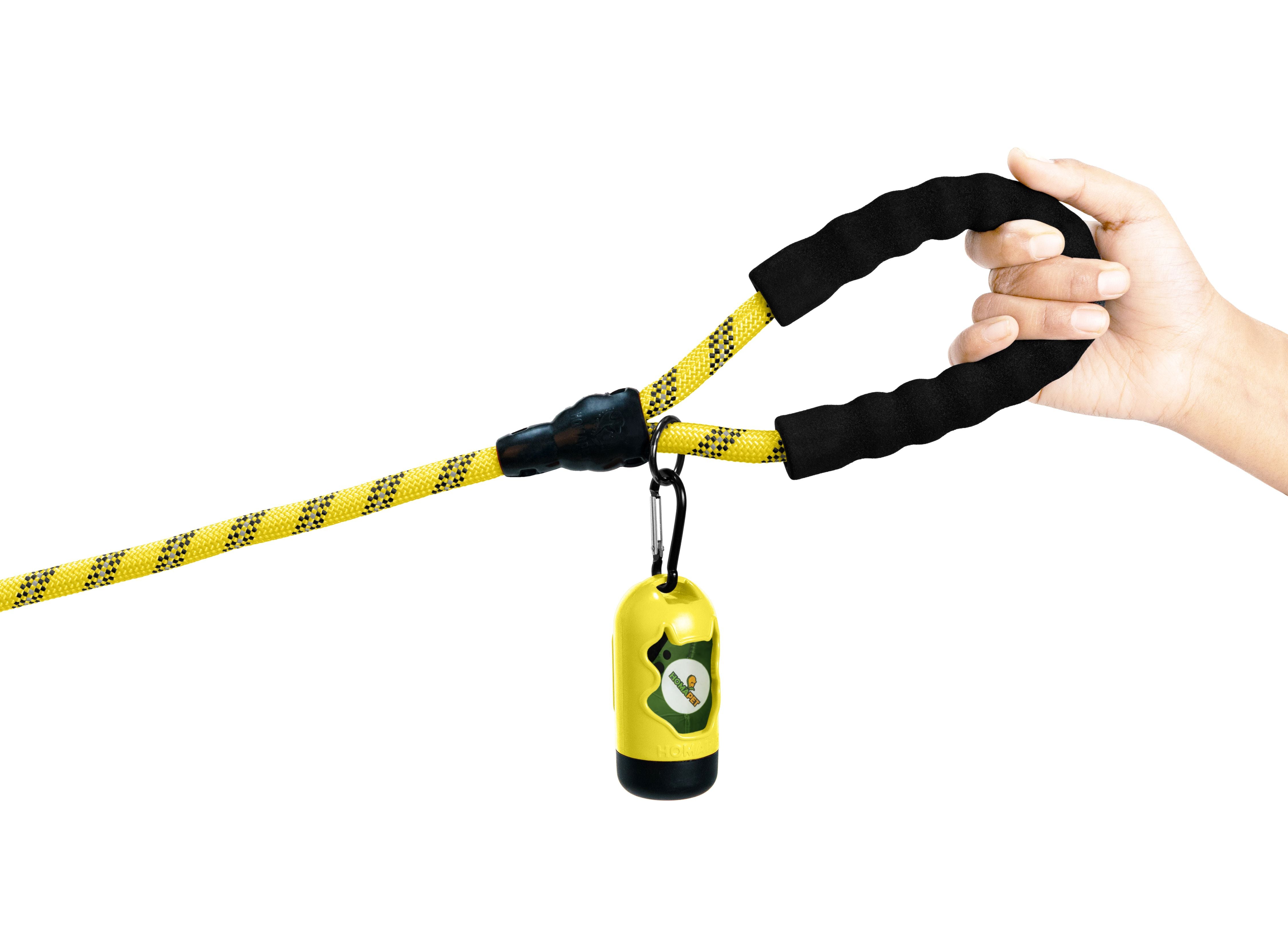 Yellow - Black Braided Polyester Reflective Dog Rope