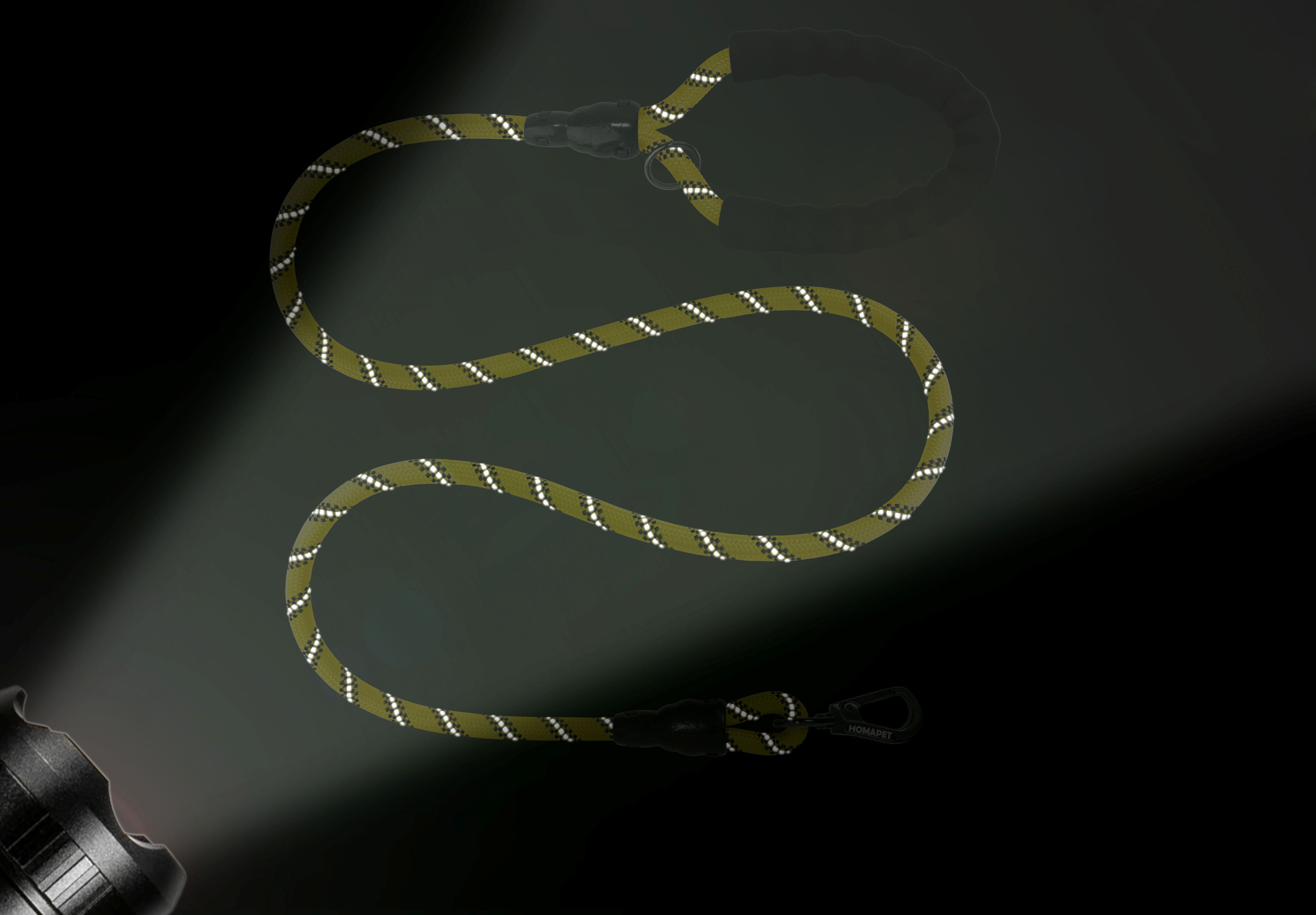 Yellow - Black Braided Polyester Reflective Dog Rope