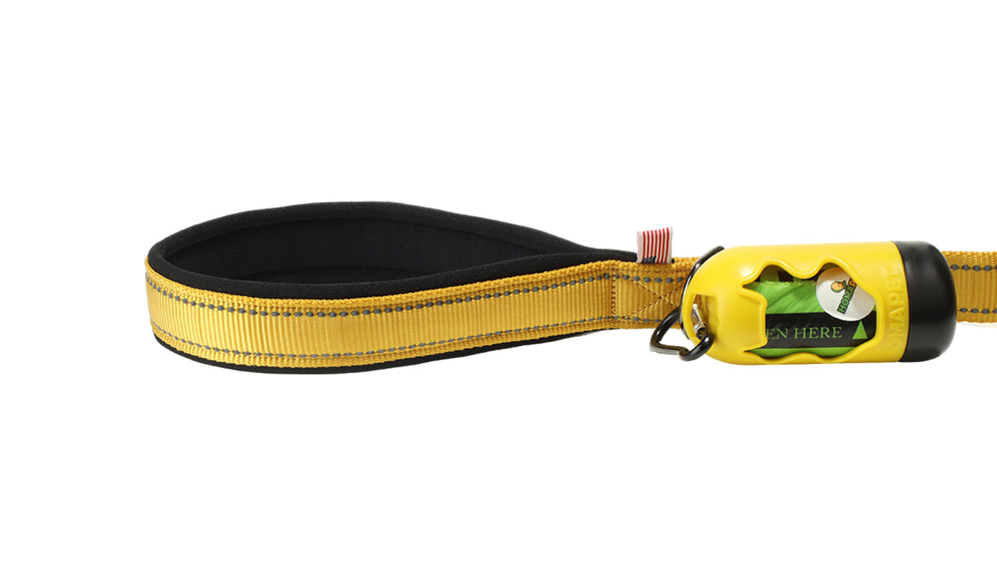 Yellow Nylon Adjustable Bungee Dog Leash