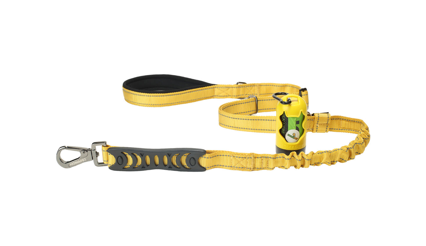 Yellow Nylon Adjustable Bungee Dog Leash