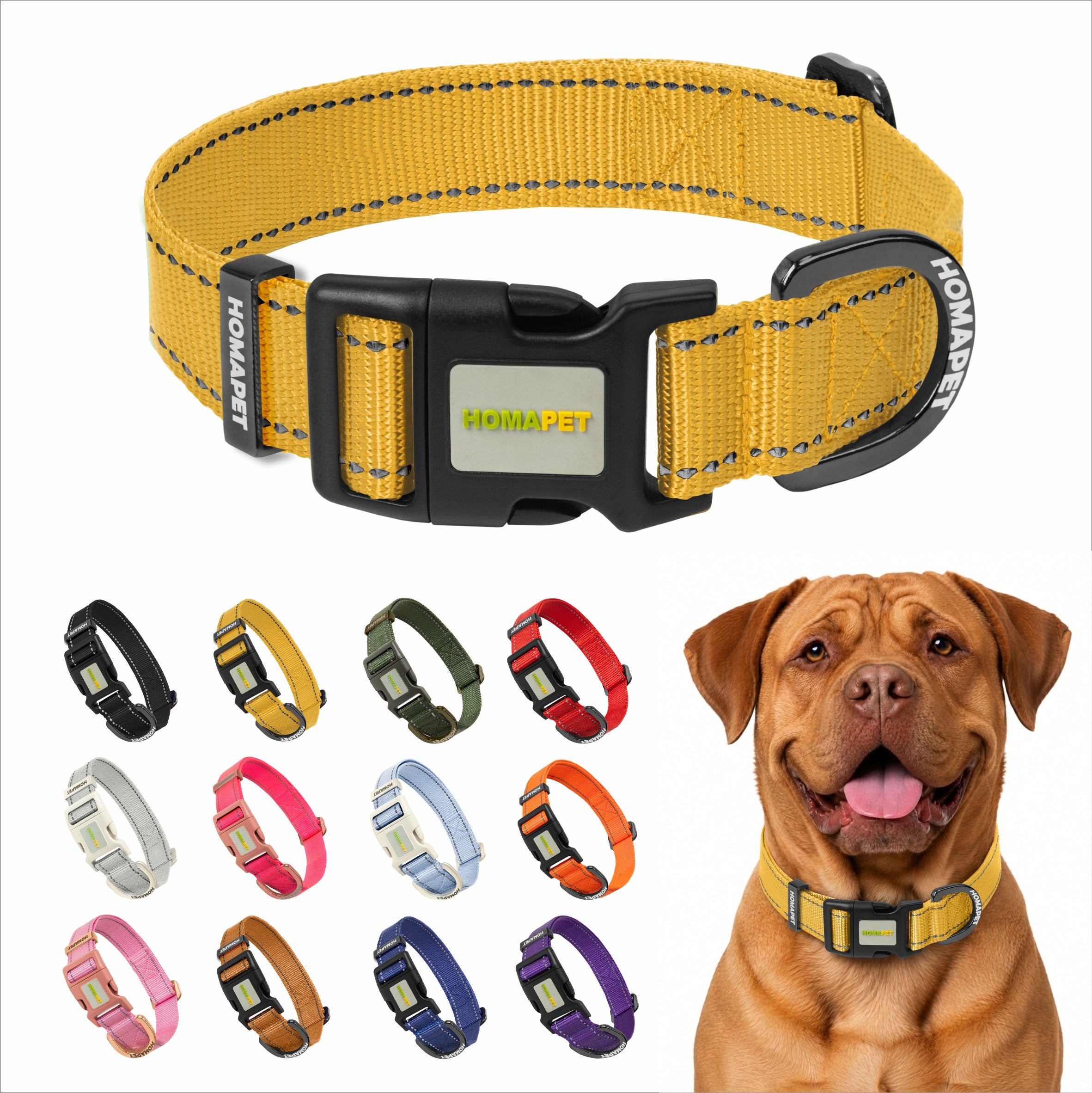Yellow Nylon Dog Collar