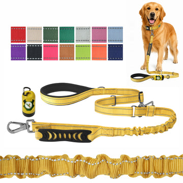 Yellow Nylon Adjustable Bungee Dog Leash