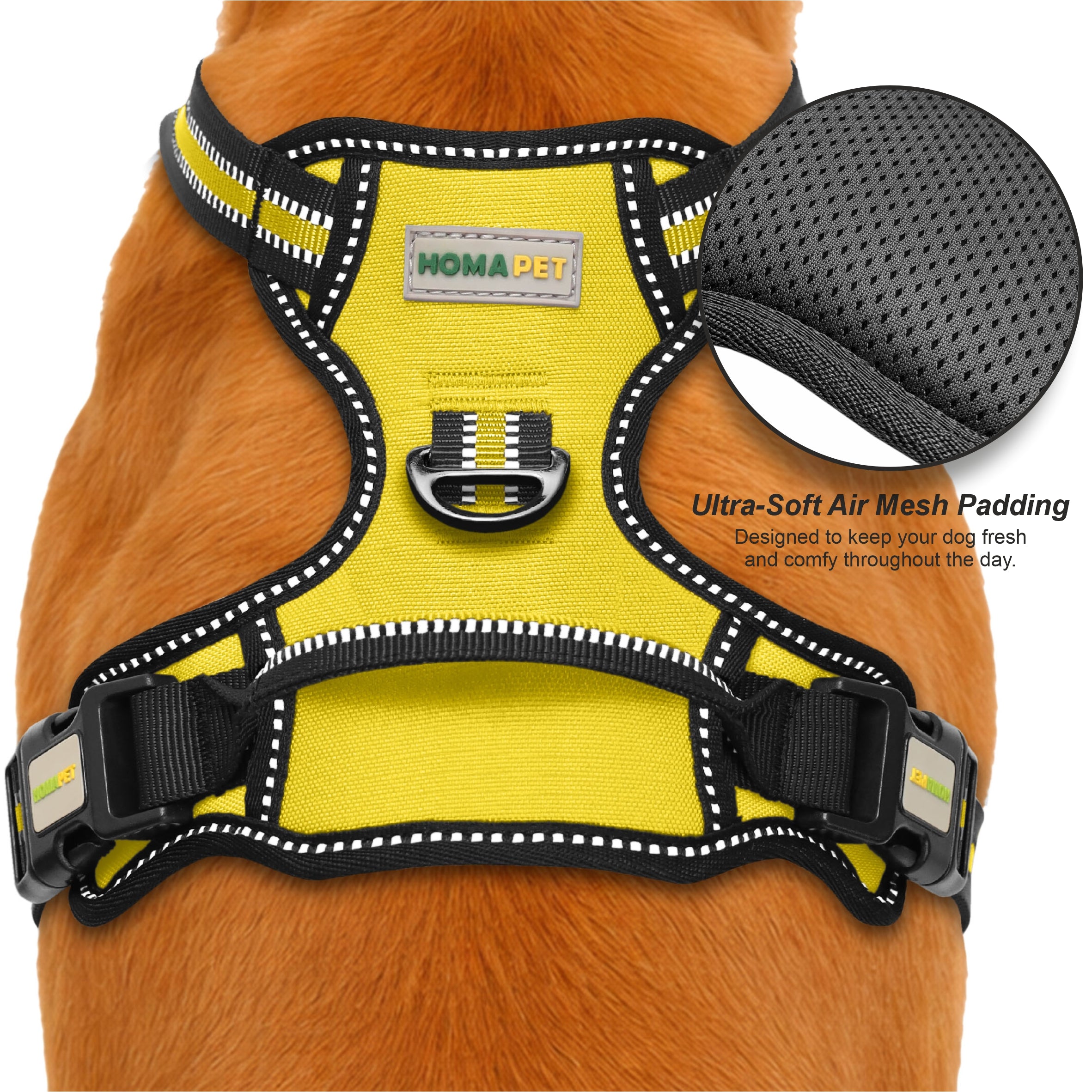 Yellow No Pull Dog Harness