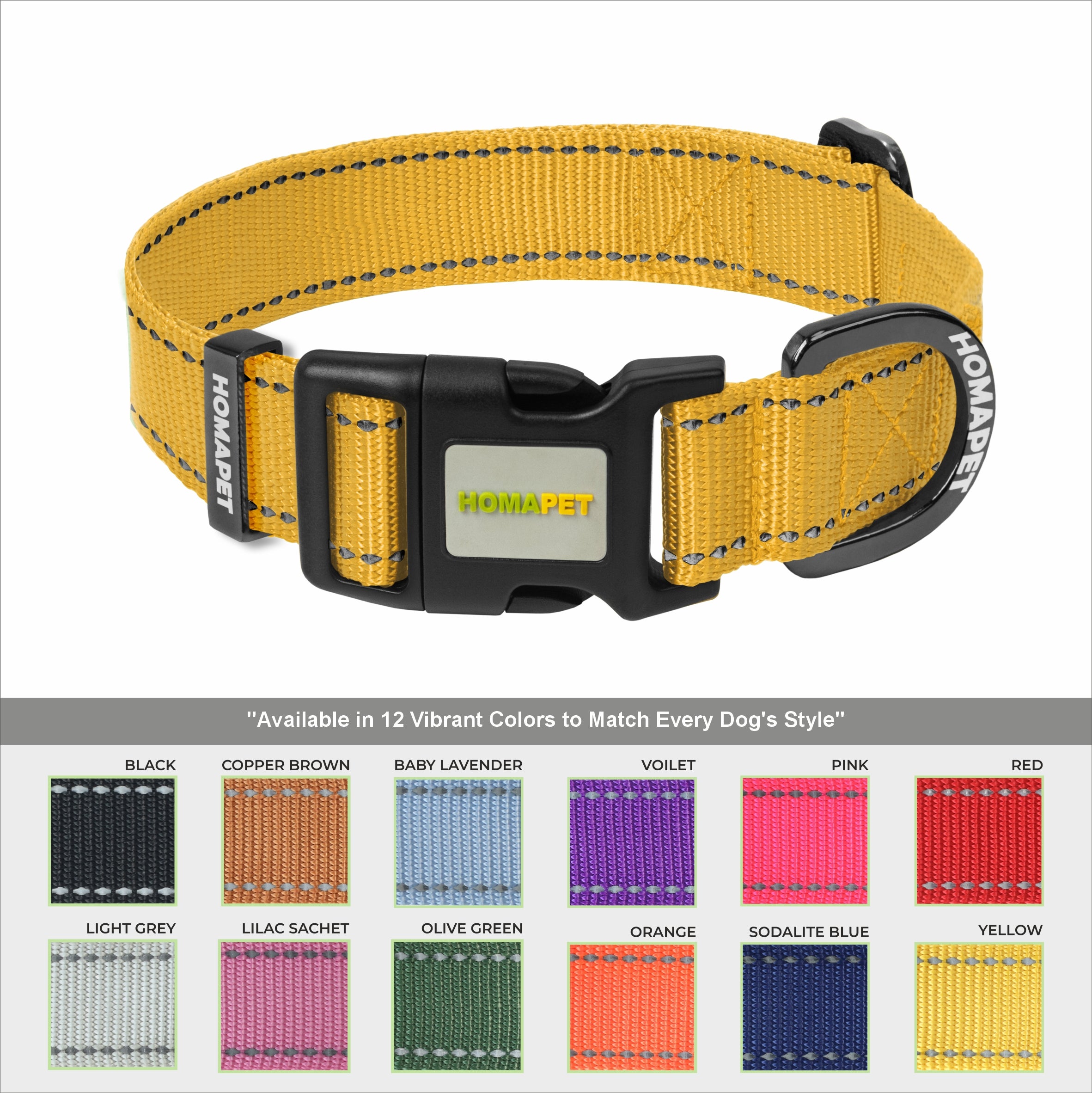 Yellow Nylon Dog Collar