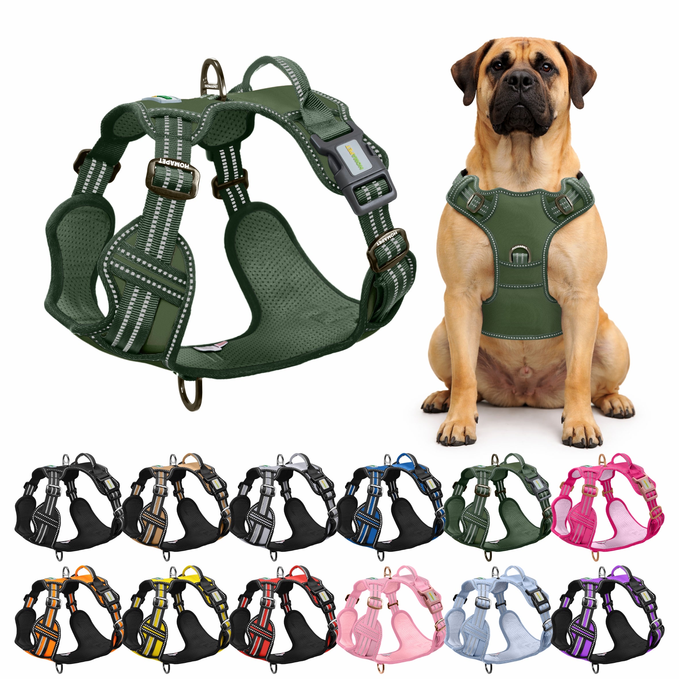 Olive Green No Pull Dog Harness