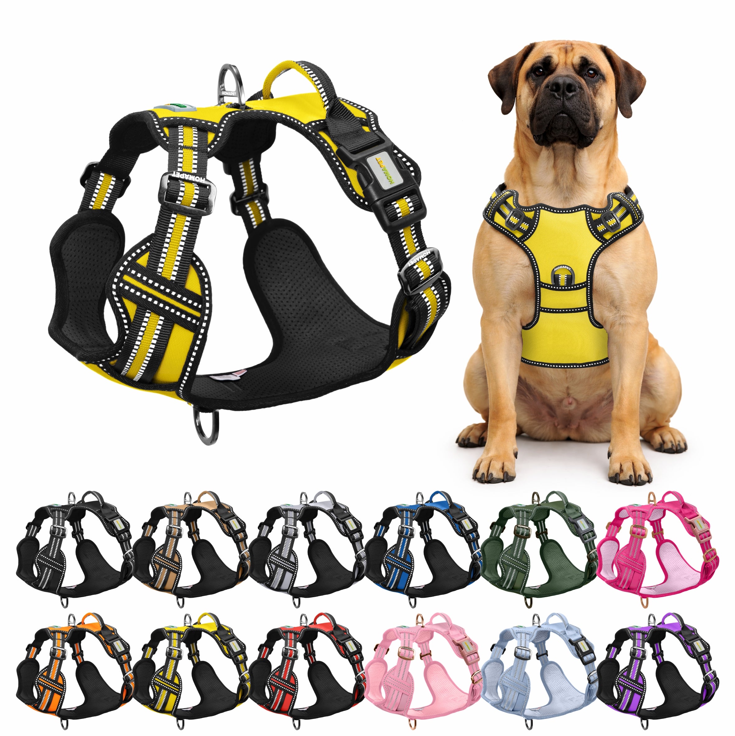 Yellow No Pull Dog Harness